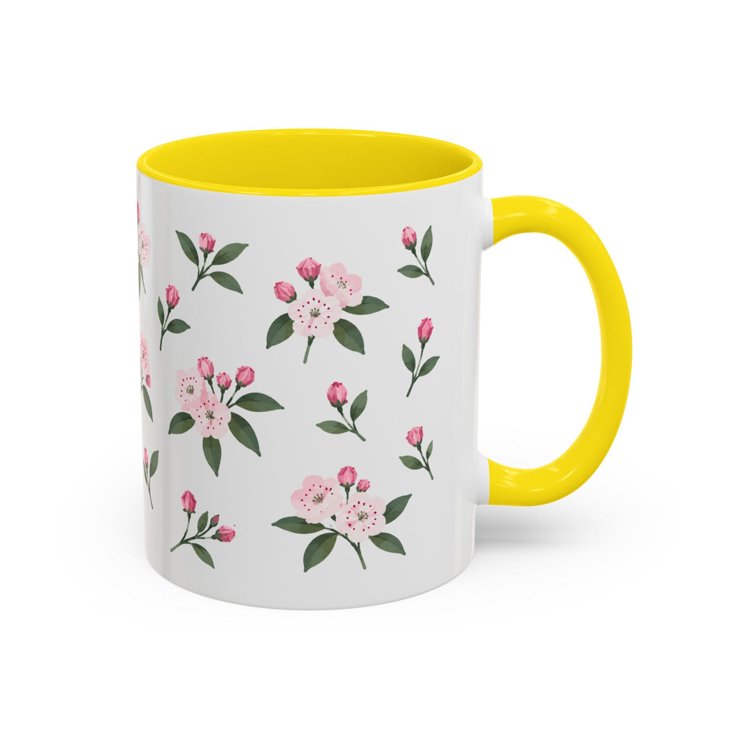 Connecticut Mountain Laurel Mug, State Flower Floral Coffee Cup, 11oz Botanical Gift