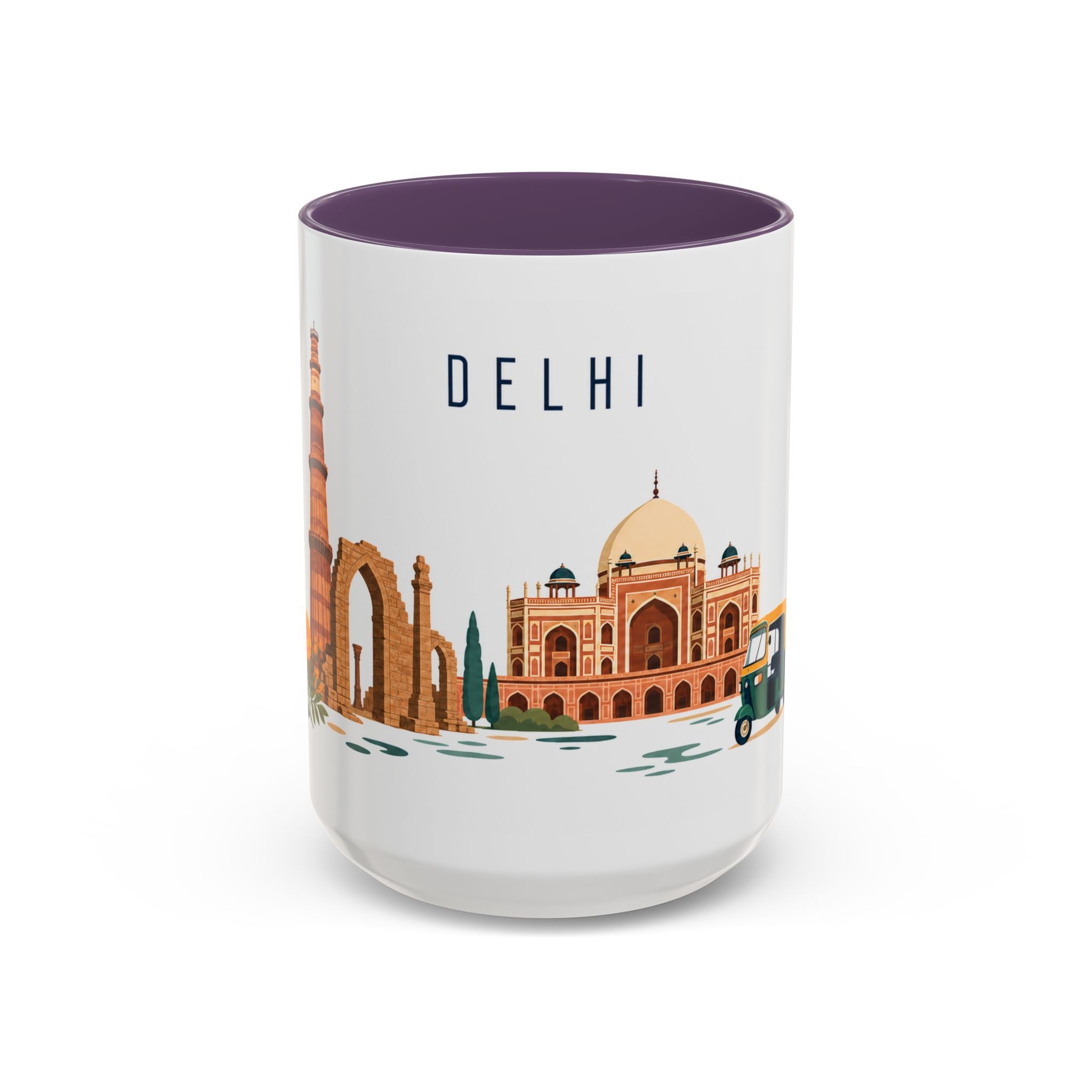 Delhi Coffee Mug | India Travel Souvenir | Porcelain Decal City Gift | 11oz 15oz Accent Mug