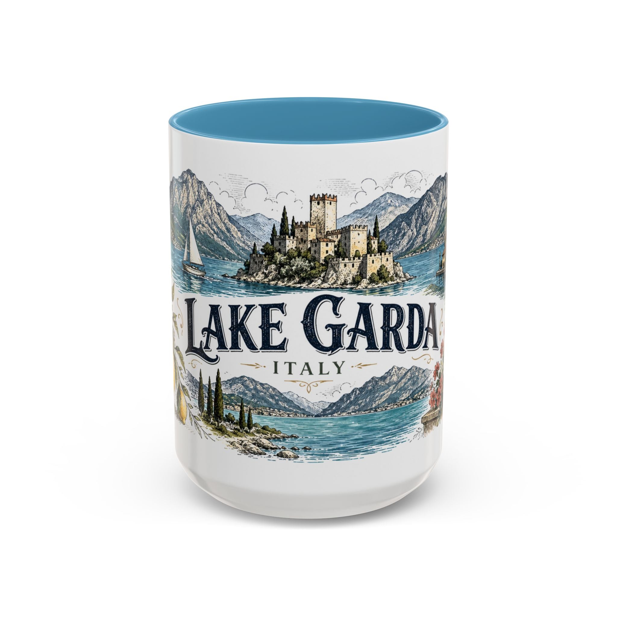 Lake Garda Mug, Italy Travel Souvenir, Bucket List Gift, Accent Ceramic Coffee Mug 11oz 15oz