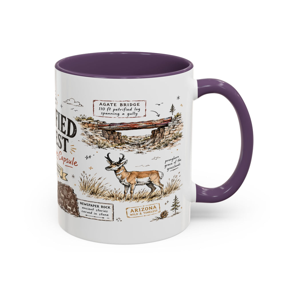Petrified Forest National Park Coffee Mug | Arizona Painted Desert Fossil Gift | Accent Color Ceramic 11oz 15oz