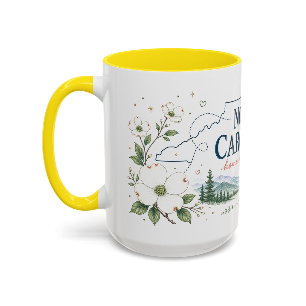 North Carolina State Map Mug | Moving Away, Homesick Gift | Botanical Accent Coffee Cup