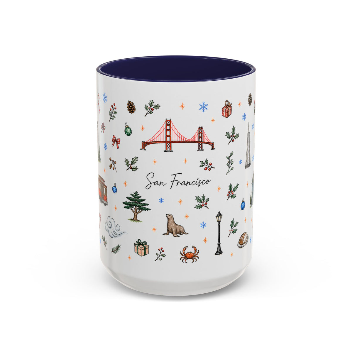 San Francisco Christmas Mug | Watercolor City Souvenir | Ceramic Coffee Cup