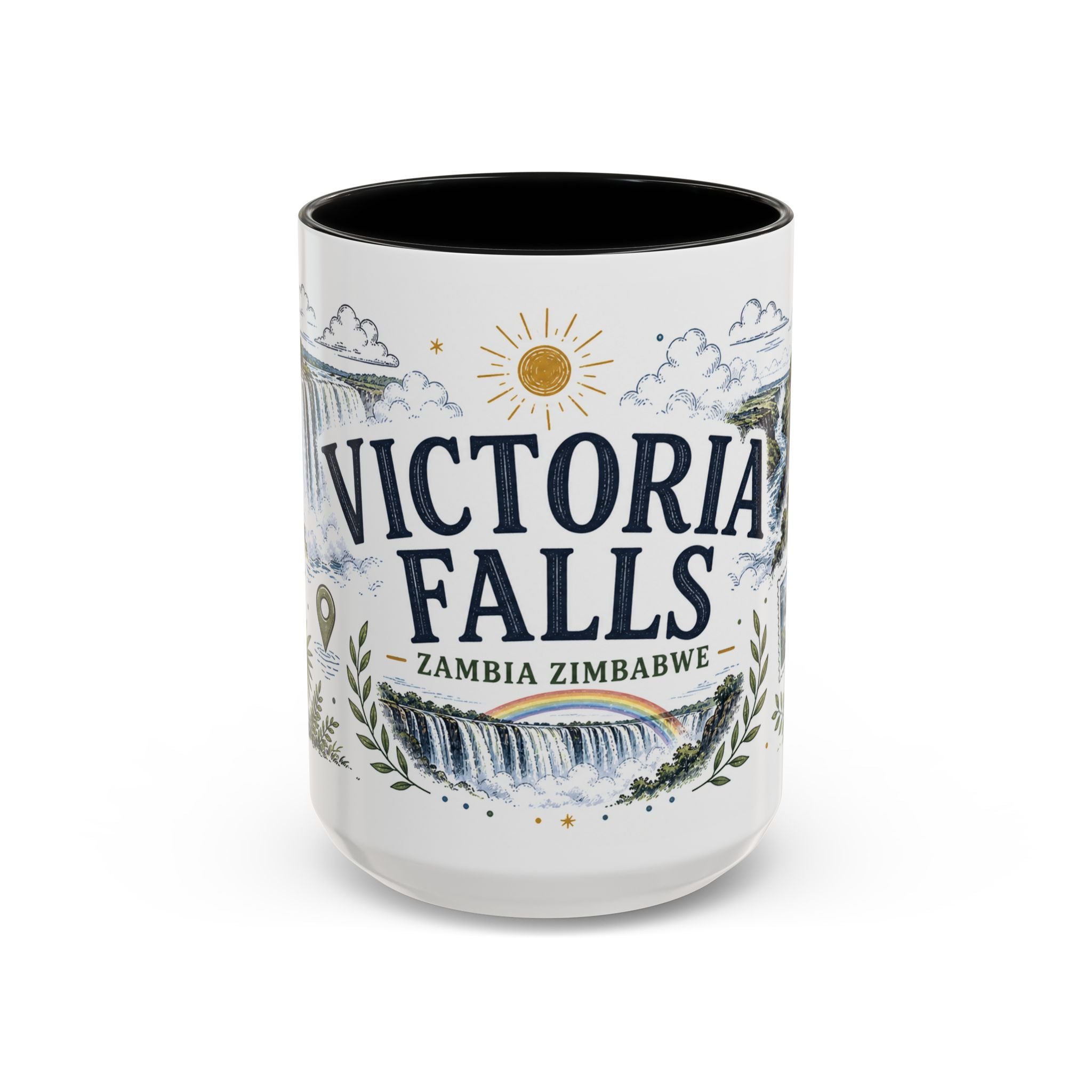 Victoria Falls Coffee Mug | Travel Destination Souvenir Gift | Accent Color Ceramic 11oz 15oz