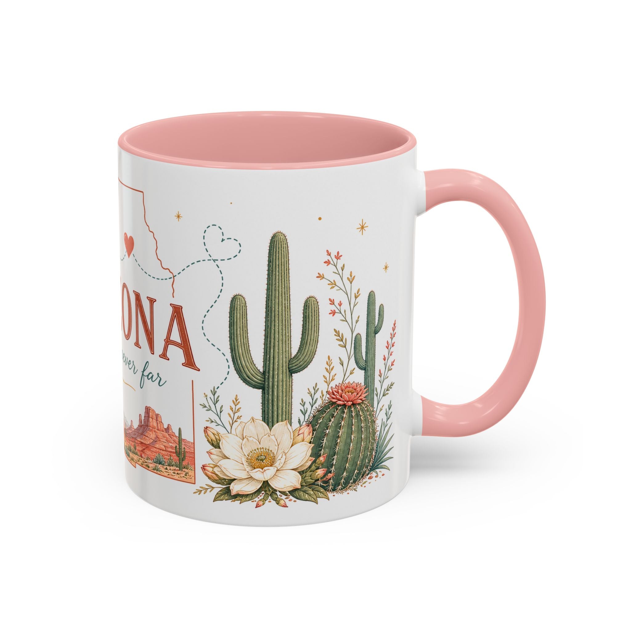 Arizona State Map Mug | Desert Landscape, Botanical Accents, Homesick Gift