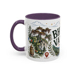 Bhutan Valleys Coffee Mug | Travel Destination Souvenir Gift | Accent Color Ceramic 11oz 15oz