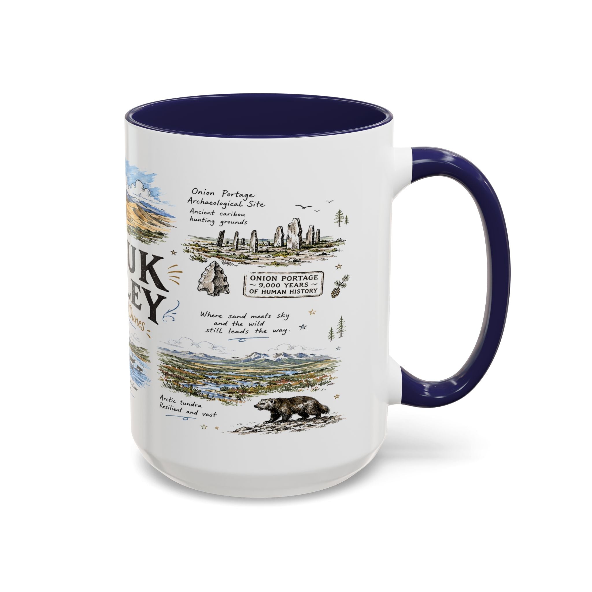 Kobuk Valley National Park Coffee Mug | Alaska Arctic Sand Dunes Gift | Accent Color Ceramic 11oz 15oz
