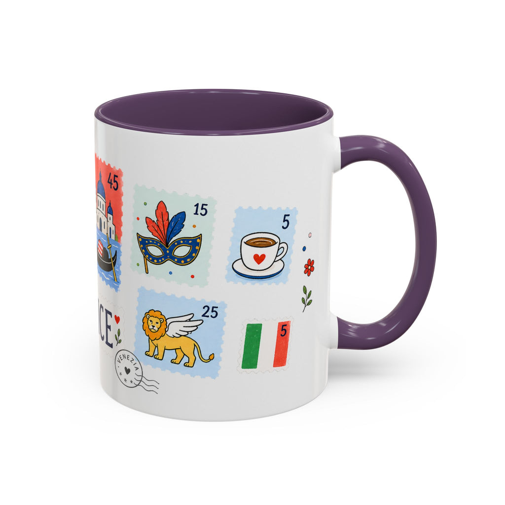 Venice Coffee Mug | Postage Stamp Collage Mug | Travel Souvenir Accent Cup 11oz 15oz