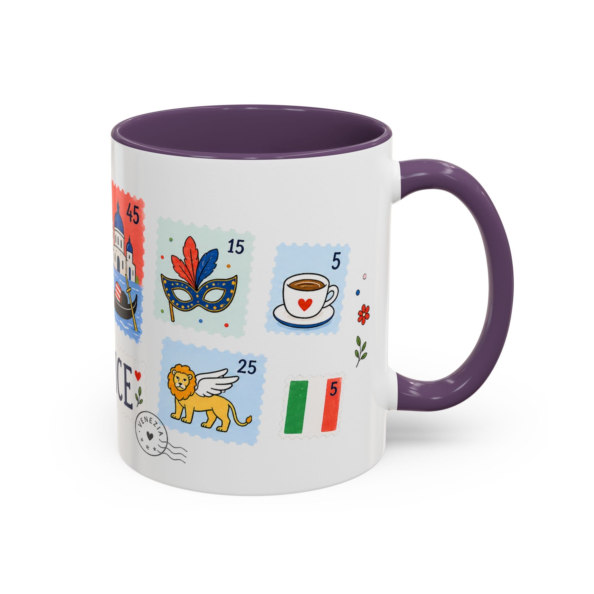 Venice Coffee Mug | Postage Stamp Collage Mug | Travel Souvenir Accent Cup 11oz 15oz