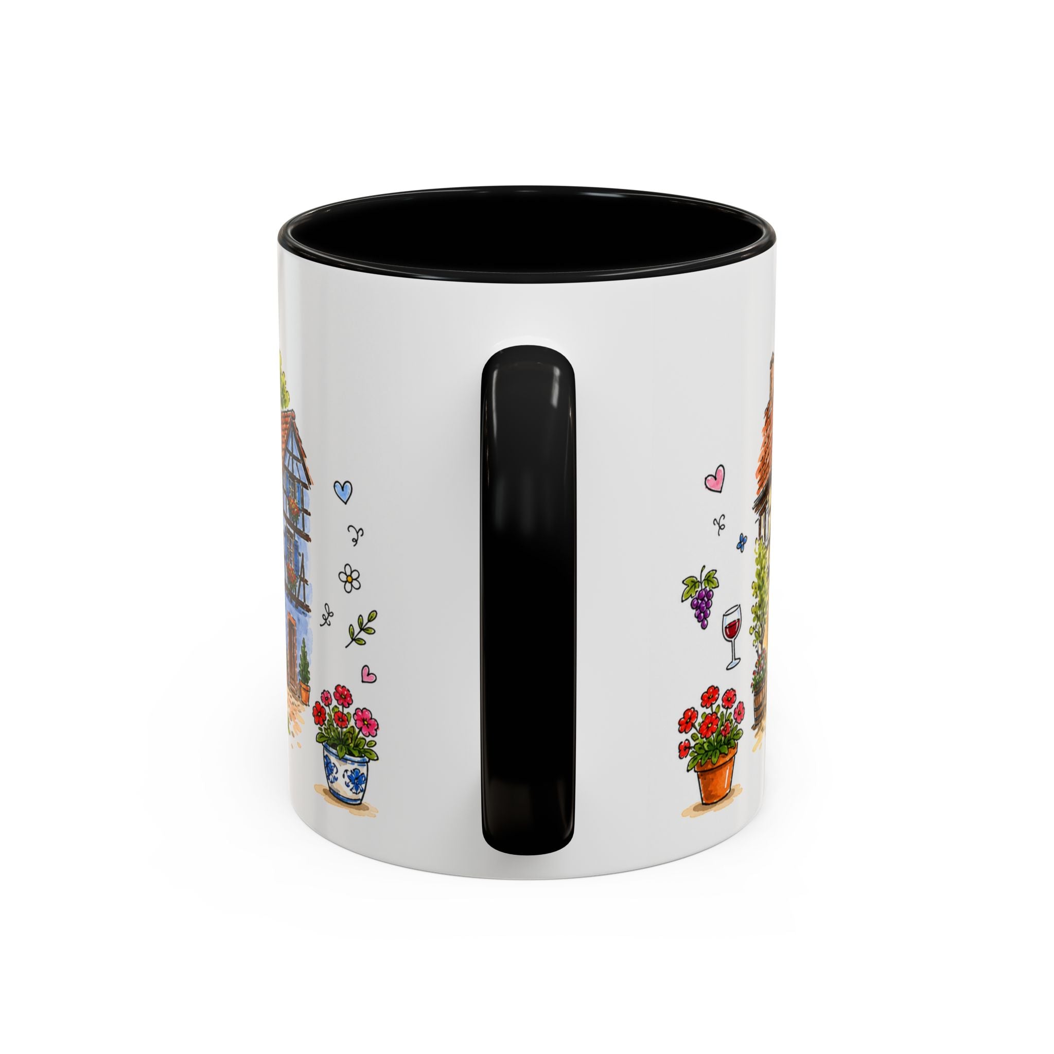 Kaysersberg Illustrated Travel Mug | France Souvenir Accent Coffee Mug | 11oz 15oz Ceramic Cup