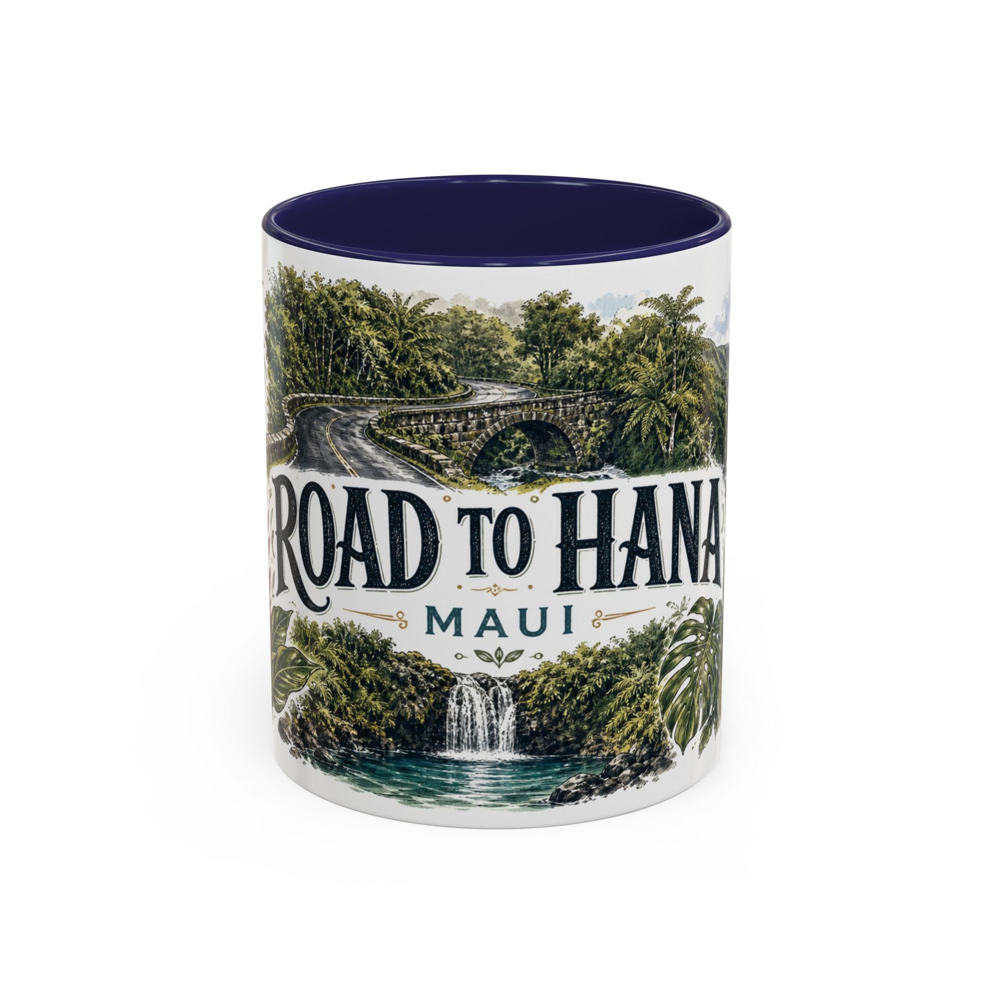 Road to Hana Mug, Maui Travel Souvenir, Bucket List Gift, Accent Ceramic Coffee Mug 11oz 15oz