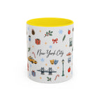 New York City Christmas Mug | Watercolor City Souvenir | Ceramic Coffee Cup
