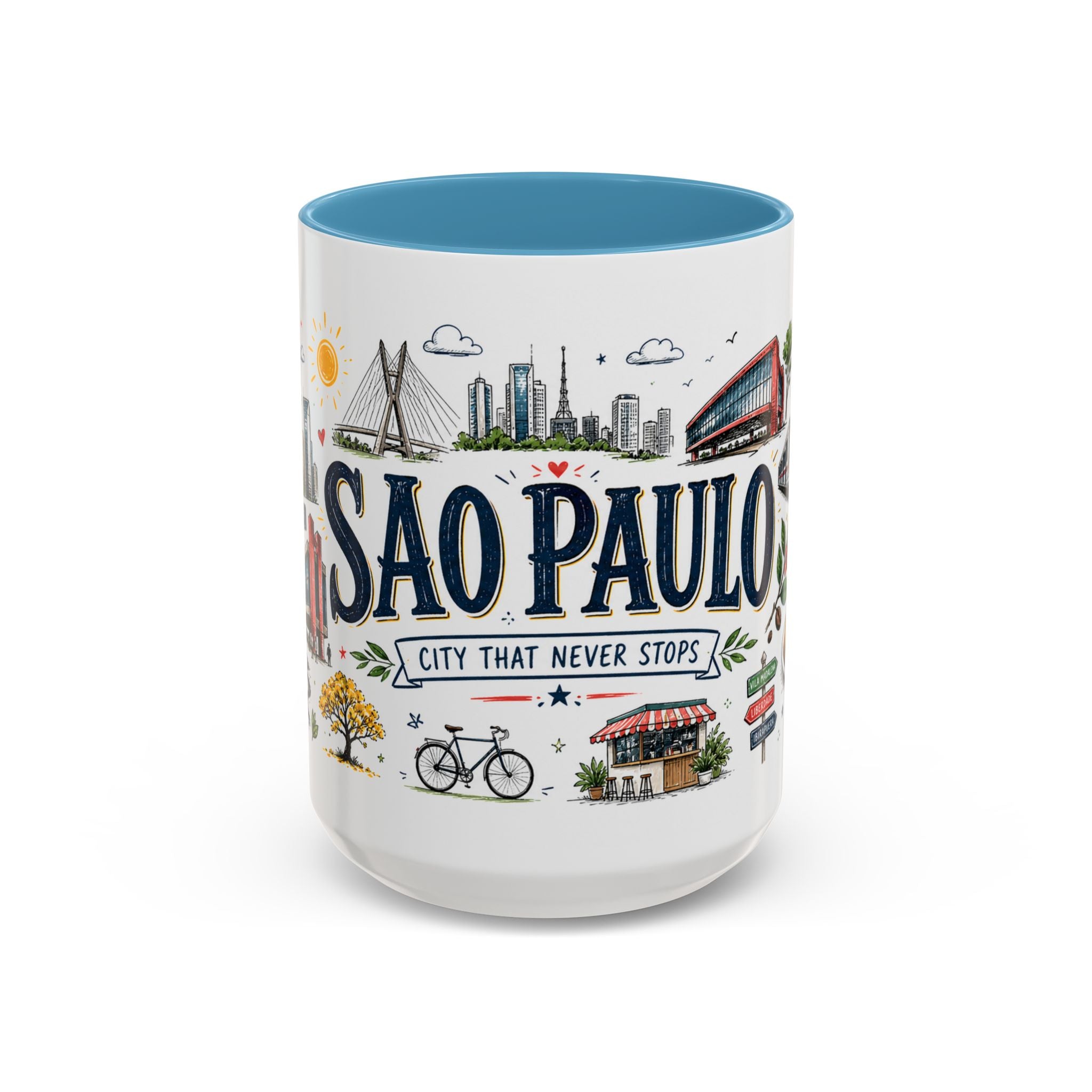 Sao Paulo Coffee Mug | Brazil Souvenir Travel Gift | Accent Color Ceramic 11oz 15oz