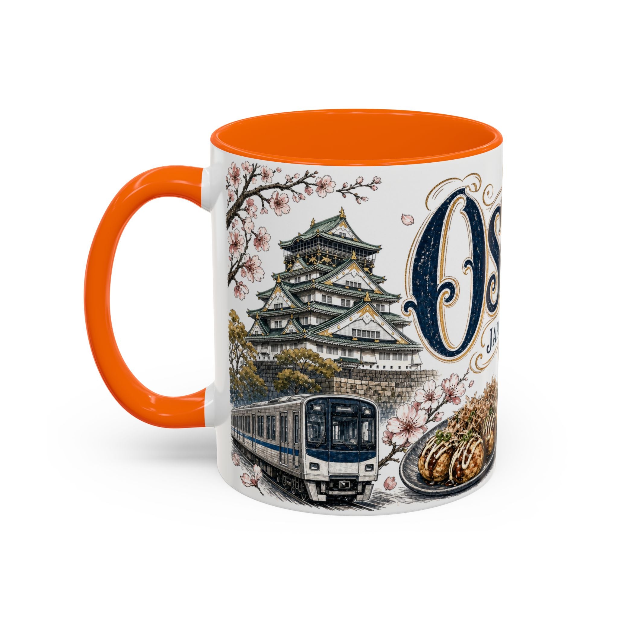 Osaka Coffee Mug | Japan Travel Souvenir | Vintage Illustrated City Gift | 11 oz 15 oz Accent Mug