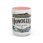 Honolulu Coffee Mug | United States Travel Souvenir | Vintage Illustrated City Gift | 11 oz 15 oz Accent Mug