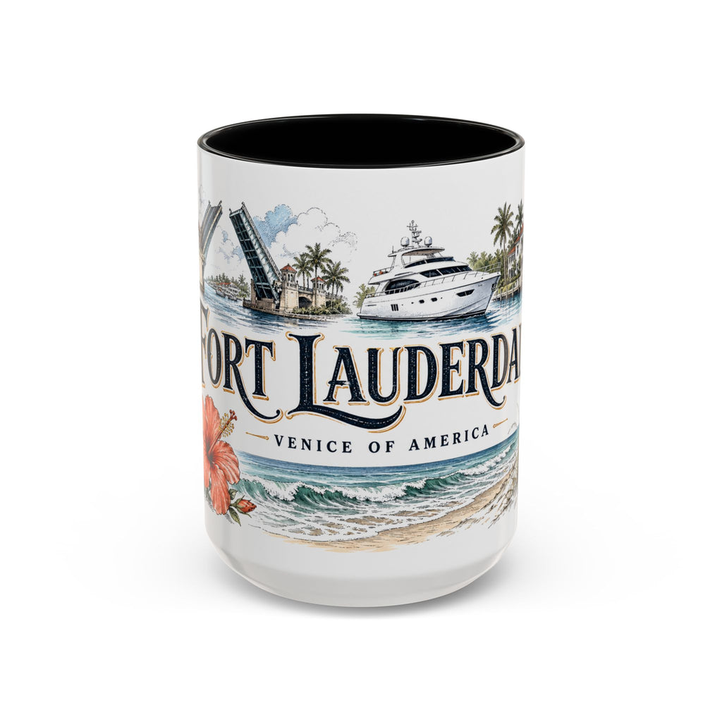 Fort Lauderdale Coffee Mug | United States Travel Souvenir | Vintage Illustrated City Gift | 11 oz 15 oz Accent Mug