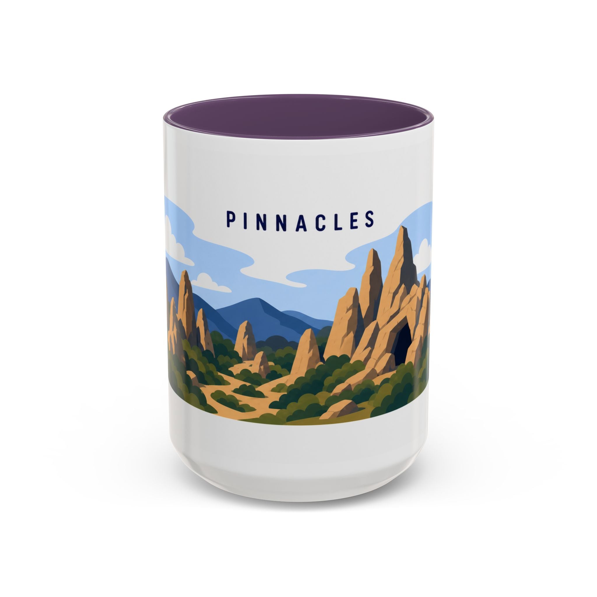 Pinnacles National Park Coffee Mug | Solid Color Block Park Souvenir | 11oz 15oz Accent Mug