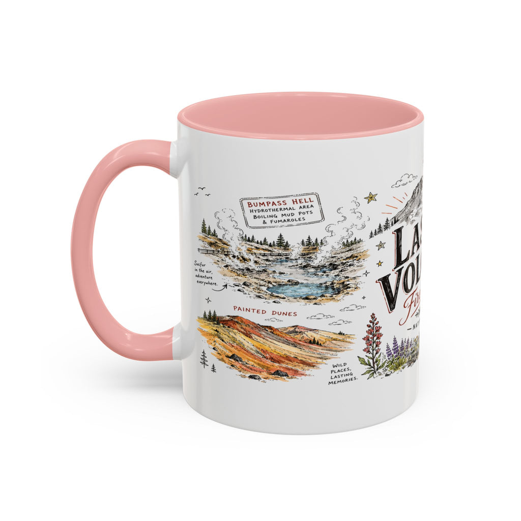Lassen Volcanic National Park Coffee Mug | California Volcano Geothermal Hiking Gift | Accent Color Ceramic 11oz 15oz