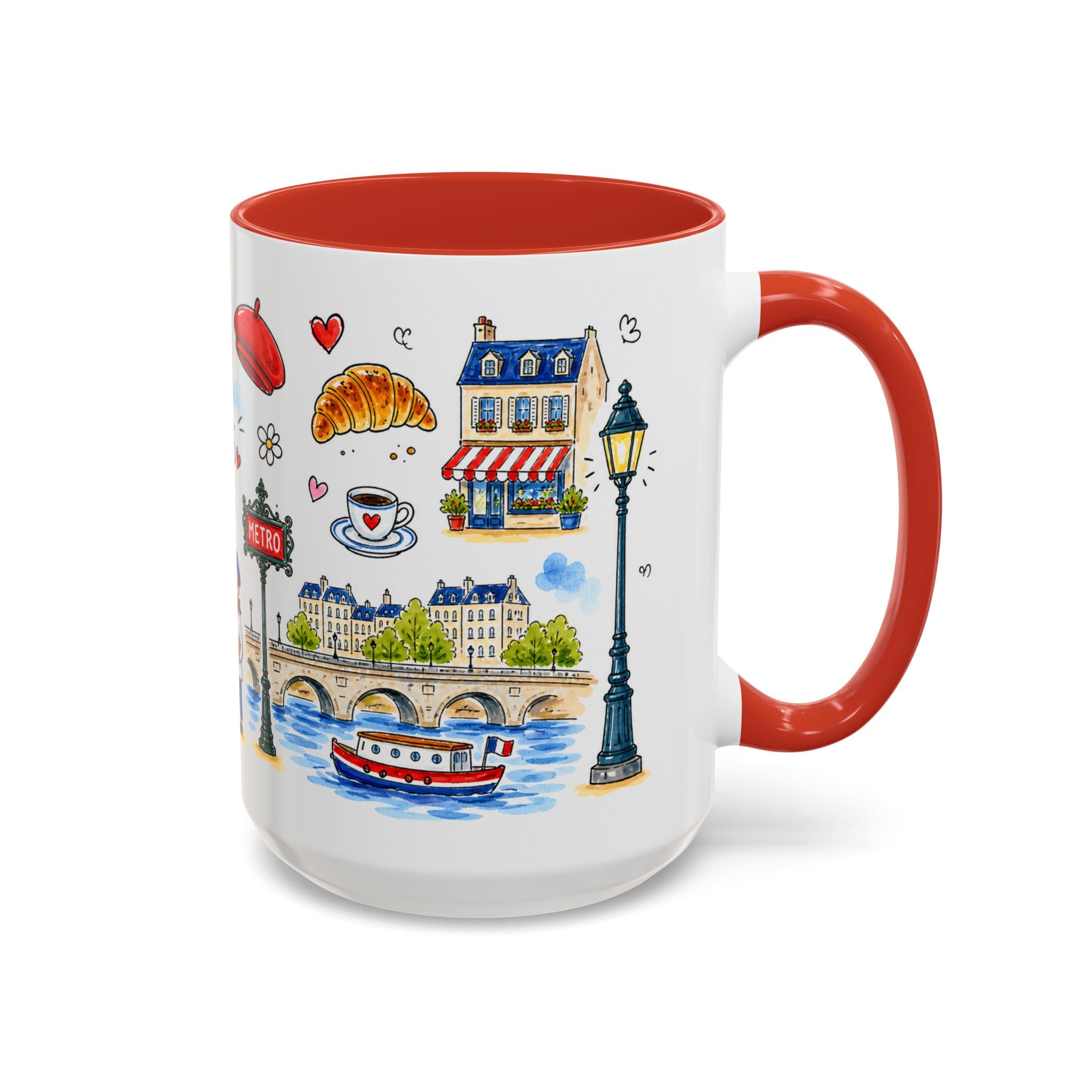 Paris Travel Mug | European City Souvenir Accent Coffee Mug | 11oz 15oz Ceramic Cup