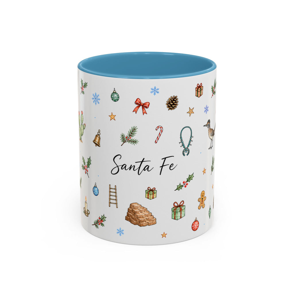 Santa Fe Christmas Mug | Watercolor City Souvenir | Ceramic Coffee Cup (11oz 15oz)