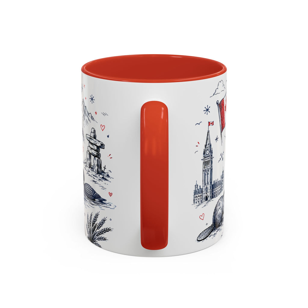 O Canada True North Coffee Mug | Canadian Pride Gift | Accent Color Ceramic 11oz 15oz