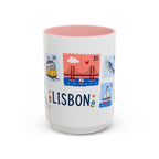 Lisbon Coffee Mug | Postage Stamp Collage Mug | Travel Souvenir Accent Cup 11oz 15oz