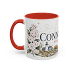 Connecticut State Map Mug | Botanical Accent Coffee Cup (11oz 15oz)