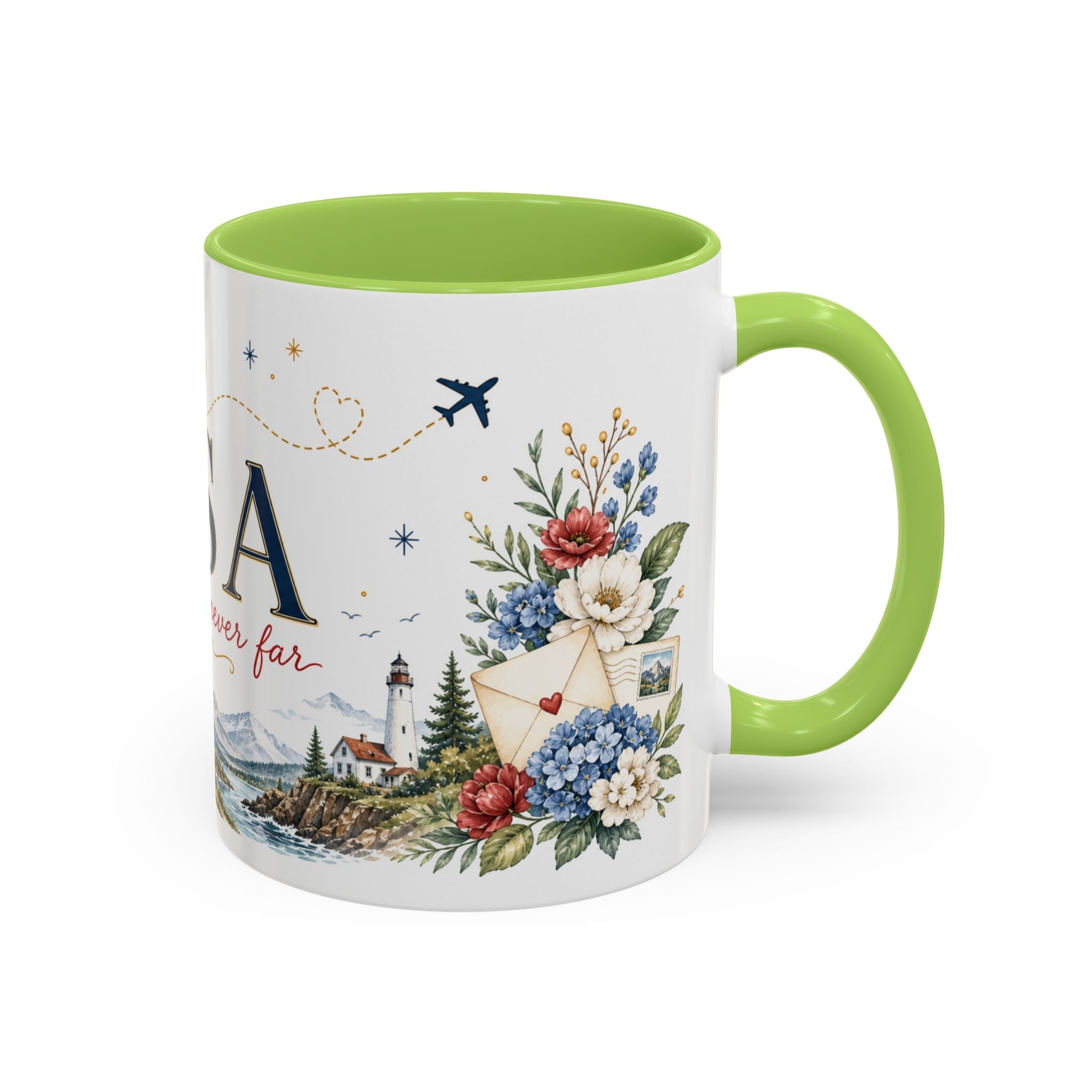 USA Home Country Mug | Moving Away Gift | Long Distance Friendship | 11 oz 15 oz Accent Mug