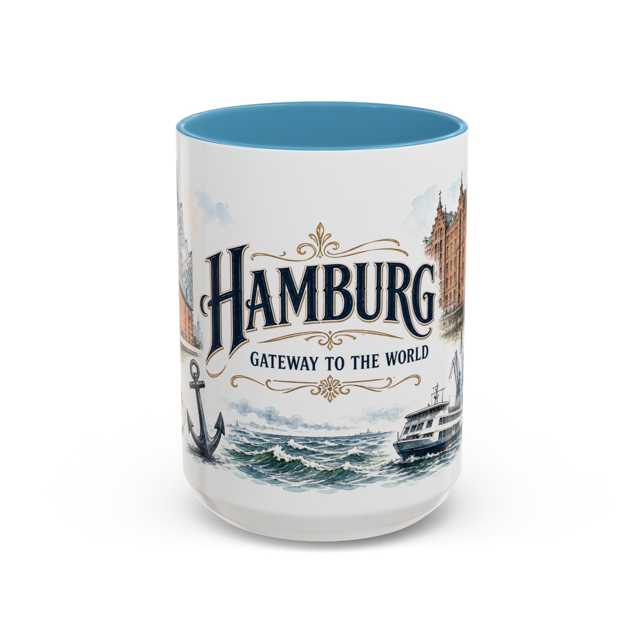 Hamburg Coffee Mug | Germany Travel Souvenir | Vintage Illustrated City Gift | 11 oz 15 oz Accent Mug