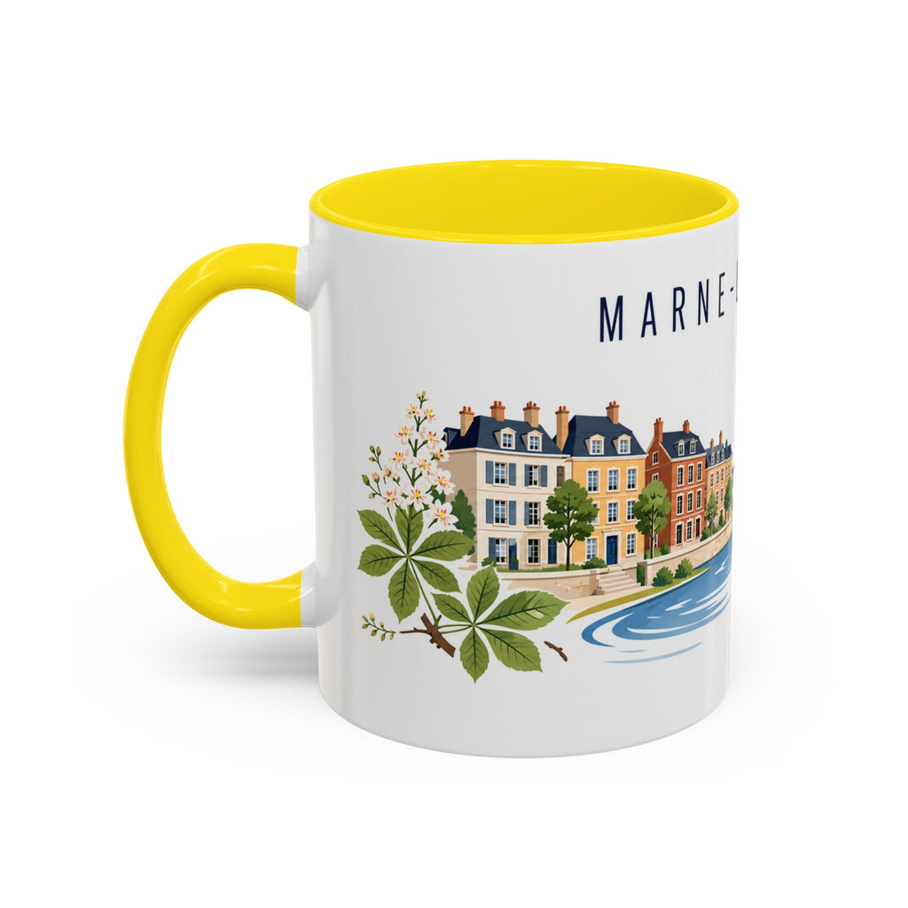 Marne-La-Vallée Coffee Mug | France Travel Souvenir | Porcelain Decal City Gift | 11oz 15oz Accent Mug