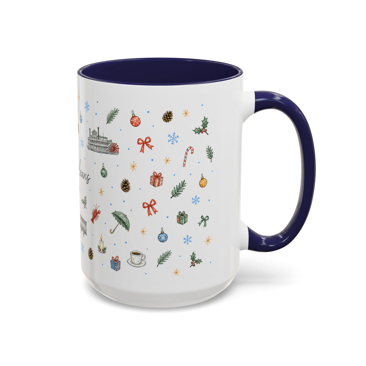 New Orleans Christmas Mug | Watercolor City Souvenir, Travel Gift (11oz/15oz)
