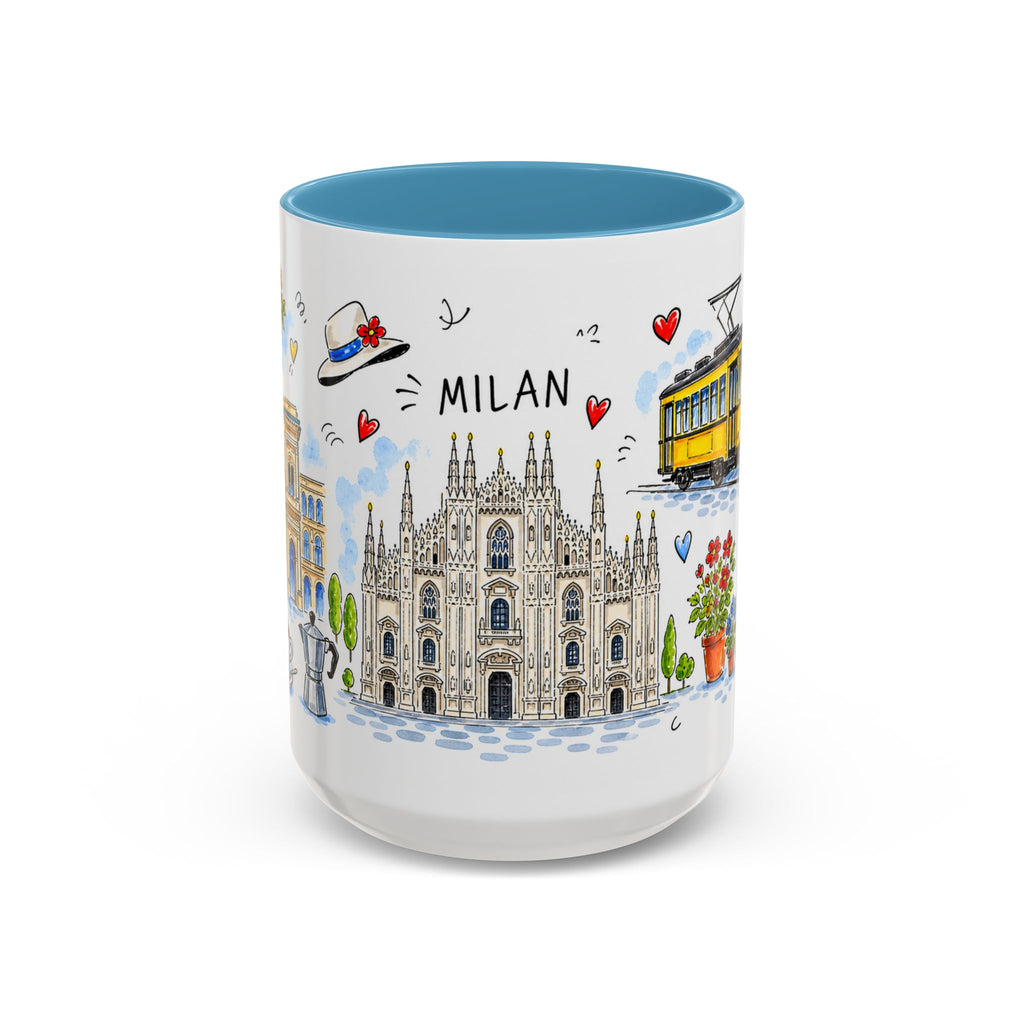 Milan Travel Mug | European City Souvenir Accent Coffee Mug | 11oz 15oz Ceramic Cup
