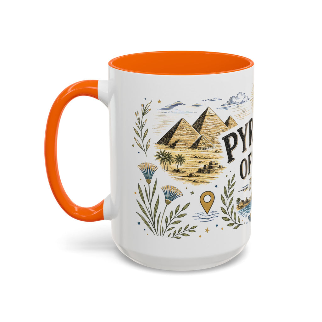 Pyramids of Giza Coffee Mug | Travel Destination Souvenir Gift | Accent Color Ceramic 11oz 15oz