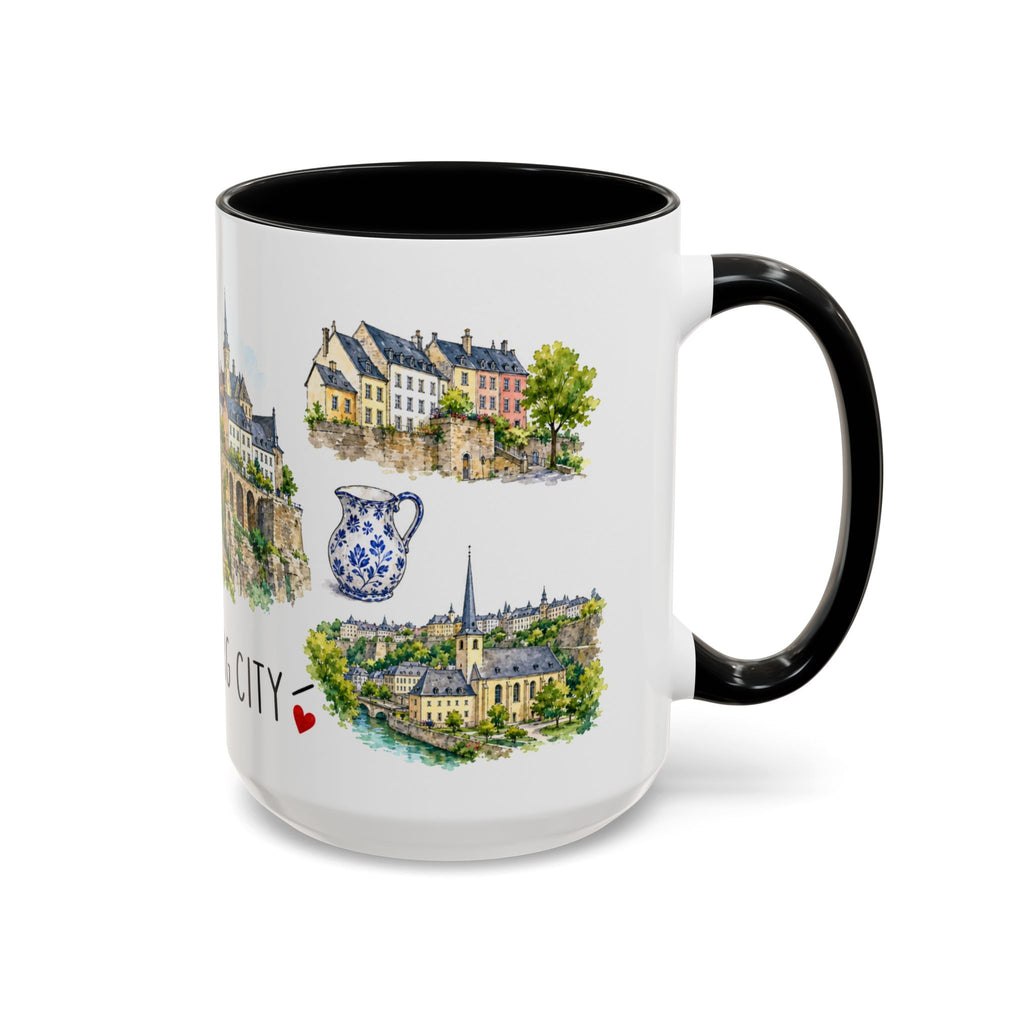 Luxembourg City Illustrated Travel Mug | City Souvenir Accent Coffee Mug | 11oz 15oz Ceramic Cup