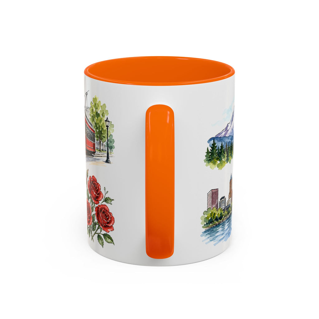 Portland Illustrated Travel Mug | City Souvenir Accent Coffee Mug | 11oz 15oz Ceramic Cup