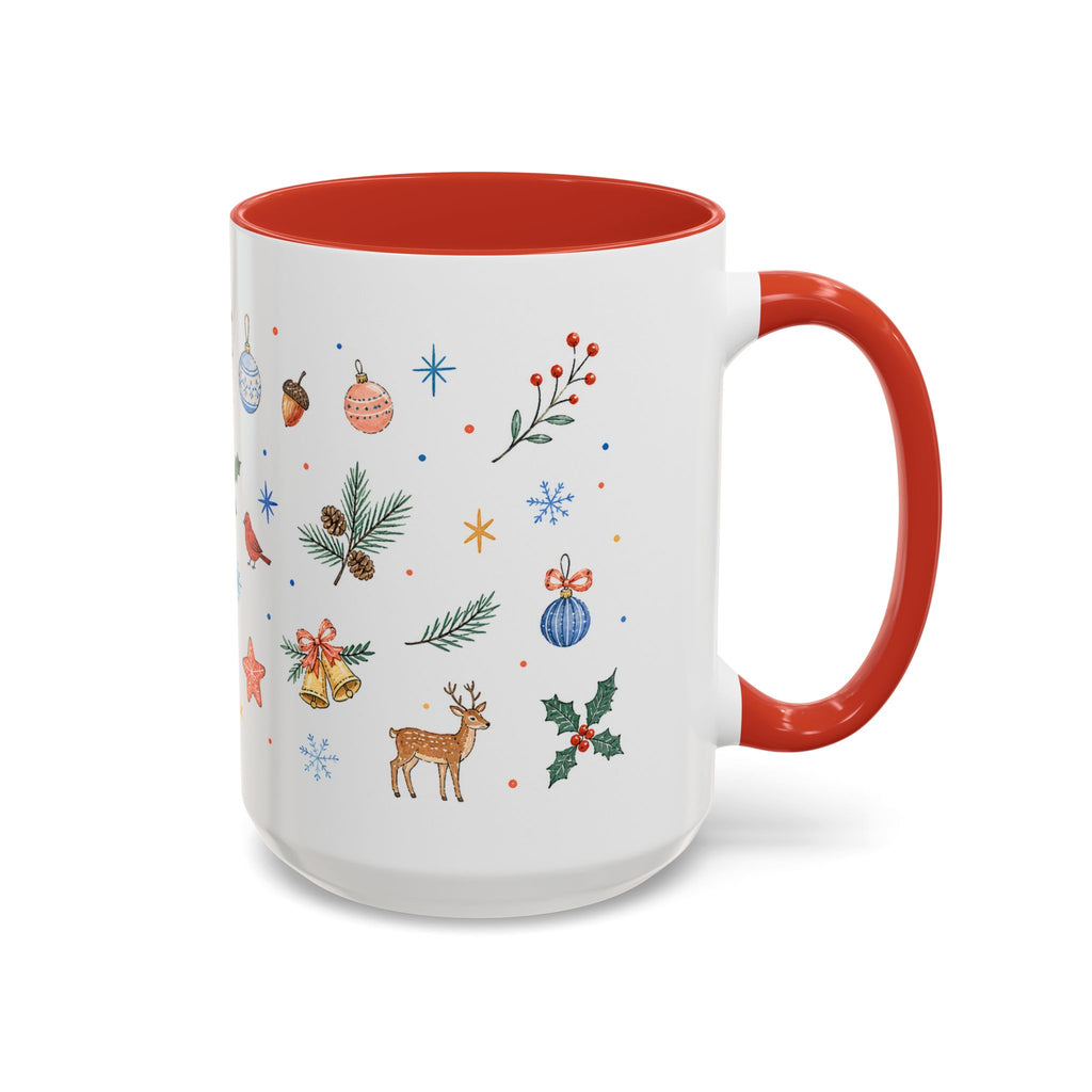 Woodland Christmas Mug | Deer Bird Watercolor Holiday Gift | Accent Cup 11oz 15oz