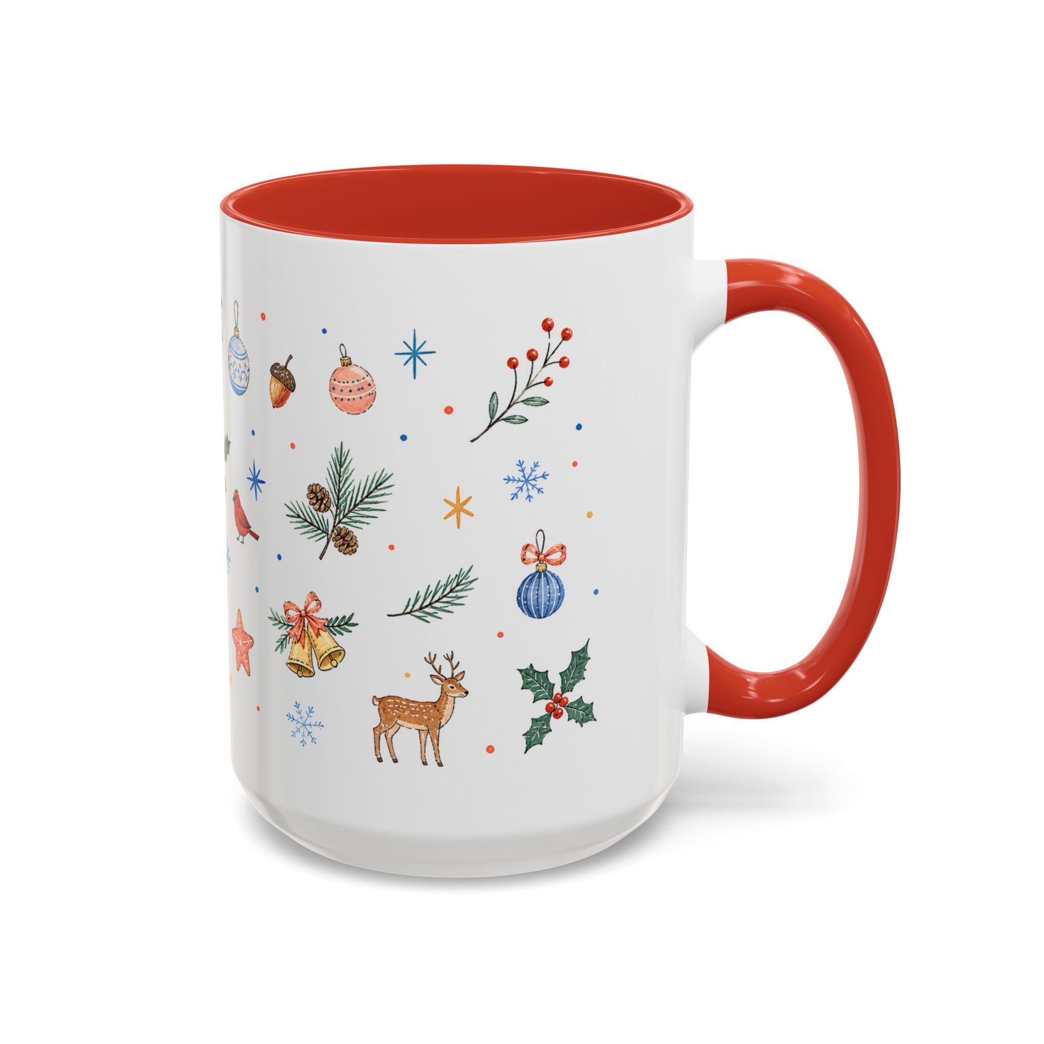 Woodland Christmas Mug | Deer Bird Watercolor Holiday Gift | Accent Cup 11oz 15oz