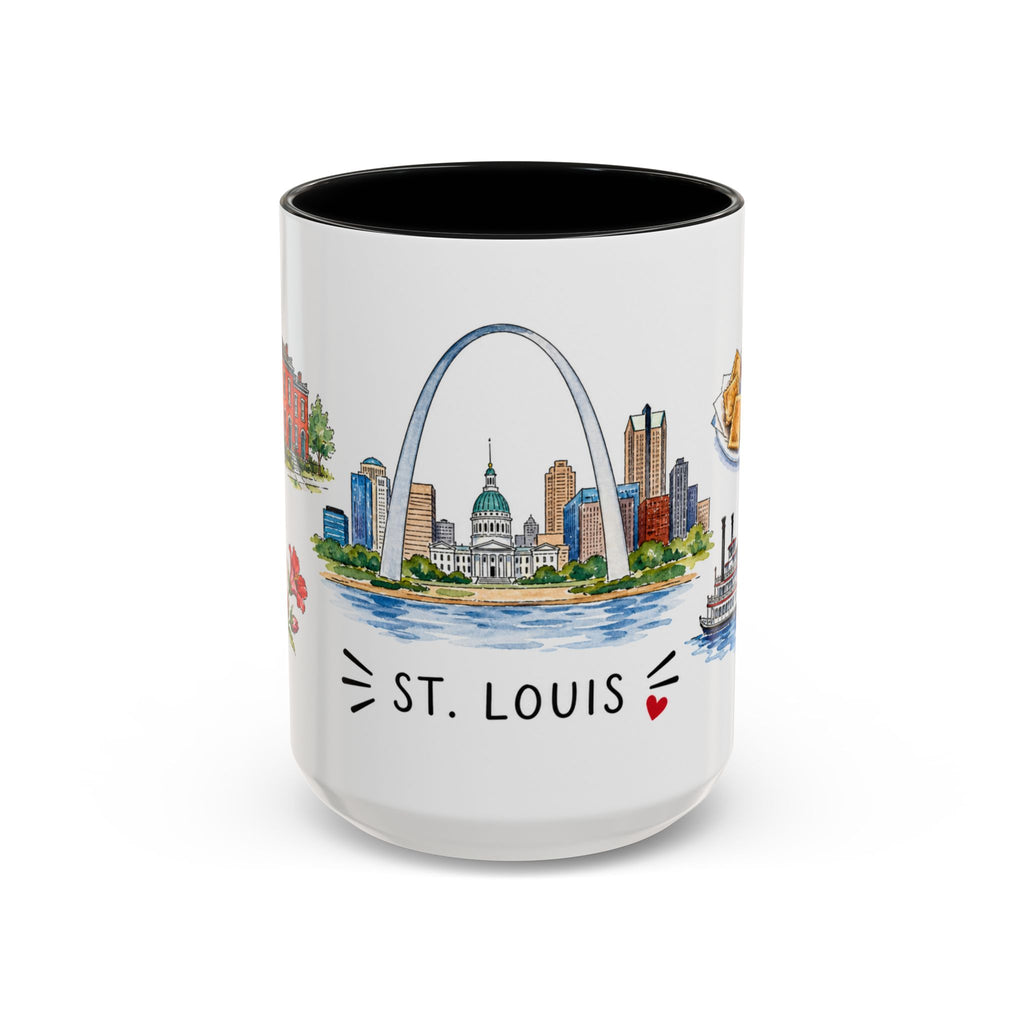 St. Louis Illustrated Travel Mug | City Souvenir Accent Coffee Mug | 11oz 15oz Ceramic Cup