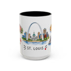 St. Louis Illustrated Travel Mug | City Souvenir Accent Coffee Mug | 11oz 15oz Ceramic Cup