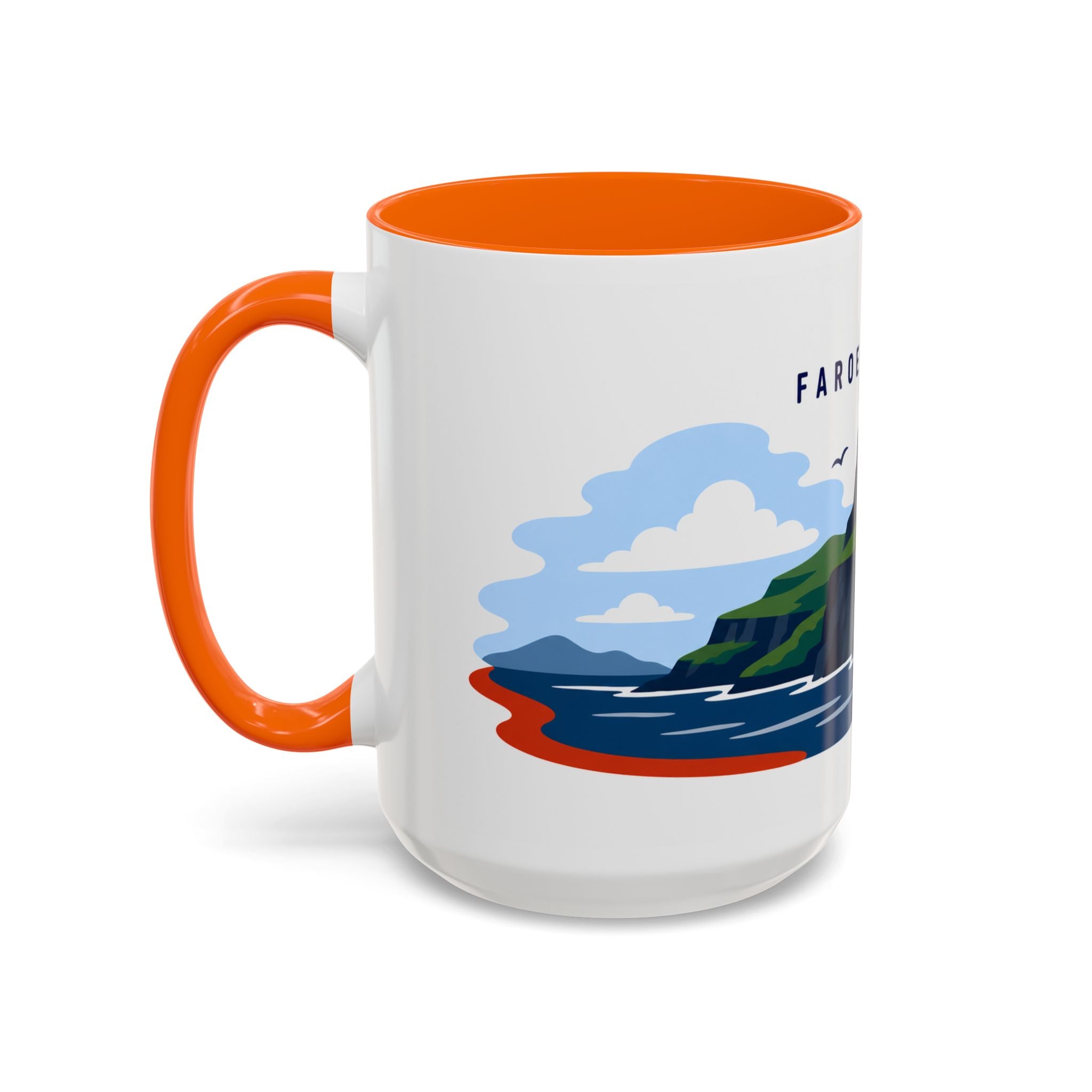Faroe Islands Coffee Mug | Travel Destination Souvenir Gift | Accent Color Ceramic 11oz 15oz