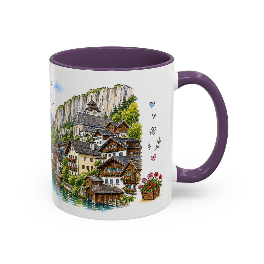 Hallstatt Illustrated Travel Mug | Austria Souvenir Accent Coffee Mug | 11oz 15oz Ceramic Cup