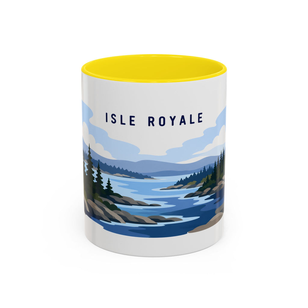 Isle Royale National Park Coffee Mug | Solid Color Block Park Souvenir | 11oz 15oz Accent Mug
