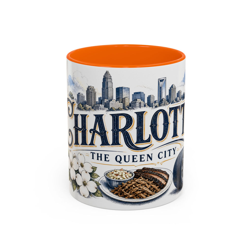 Charlotte Coffee Mug | United States Travel Souvenir | Vintage Illustrated City Gift | 11 oz 15 oz Accent Mug