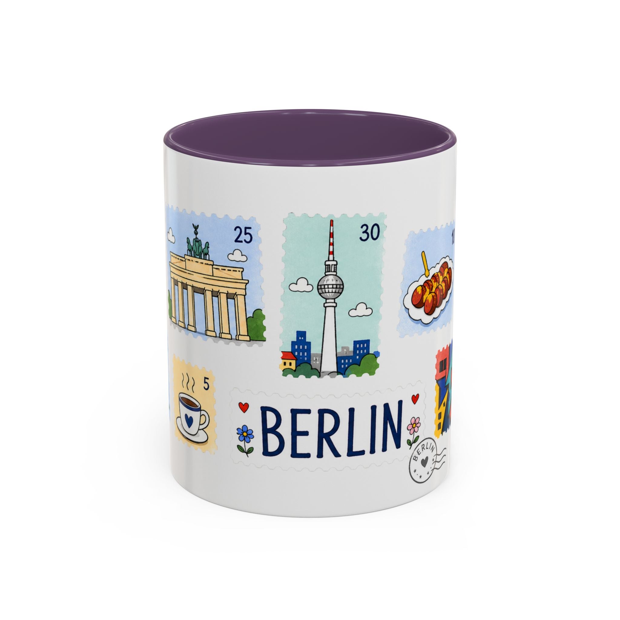 Berlin Coffee Mug | Postage Stamp Collage Mug | Travel Souvenir Accent Cup 11oz 15oz