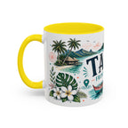 Tahiti Coffee Mug | Travel Destination Souvenir Gift | Accent Color Ceramic 11oz 15oz