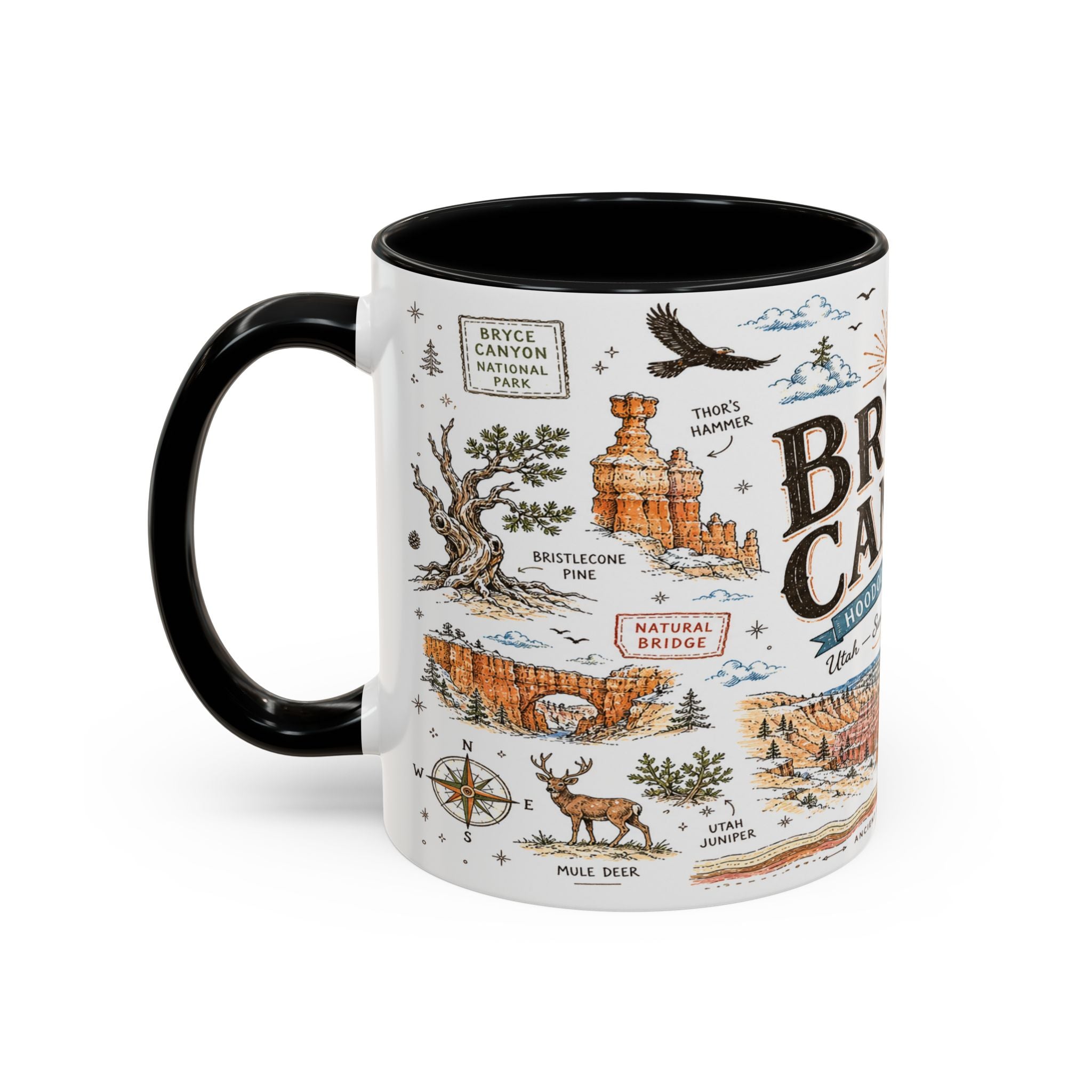 Bryce Canyon Coffee Mug | National Park Hiking Utah Gift | Accent Color Ceramic 11oz 15oz