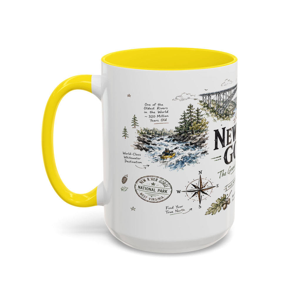 New River Gorge National Park Coffee Mug | West Virginia River Canyon Climbing Gift | Accent Color Ceramic 11oz 15oz