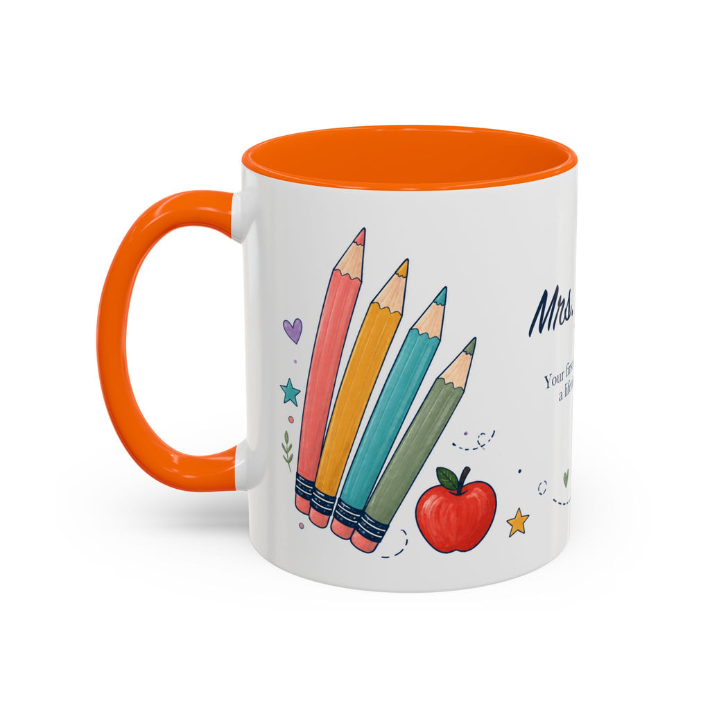 Personalized First Year Teacher Mug | Custom Name Pencil Coffee Cup