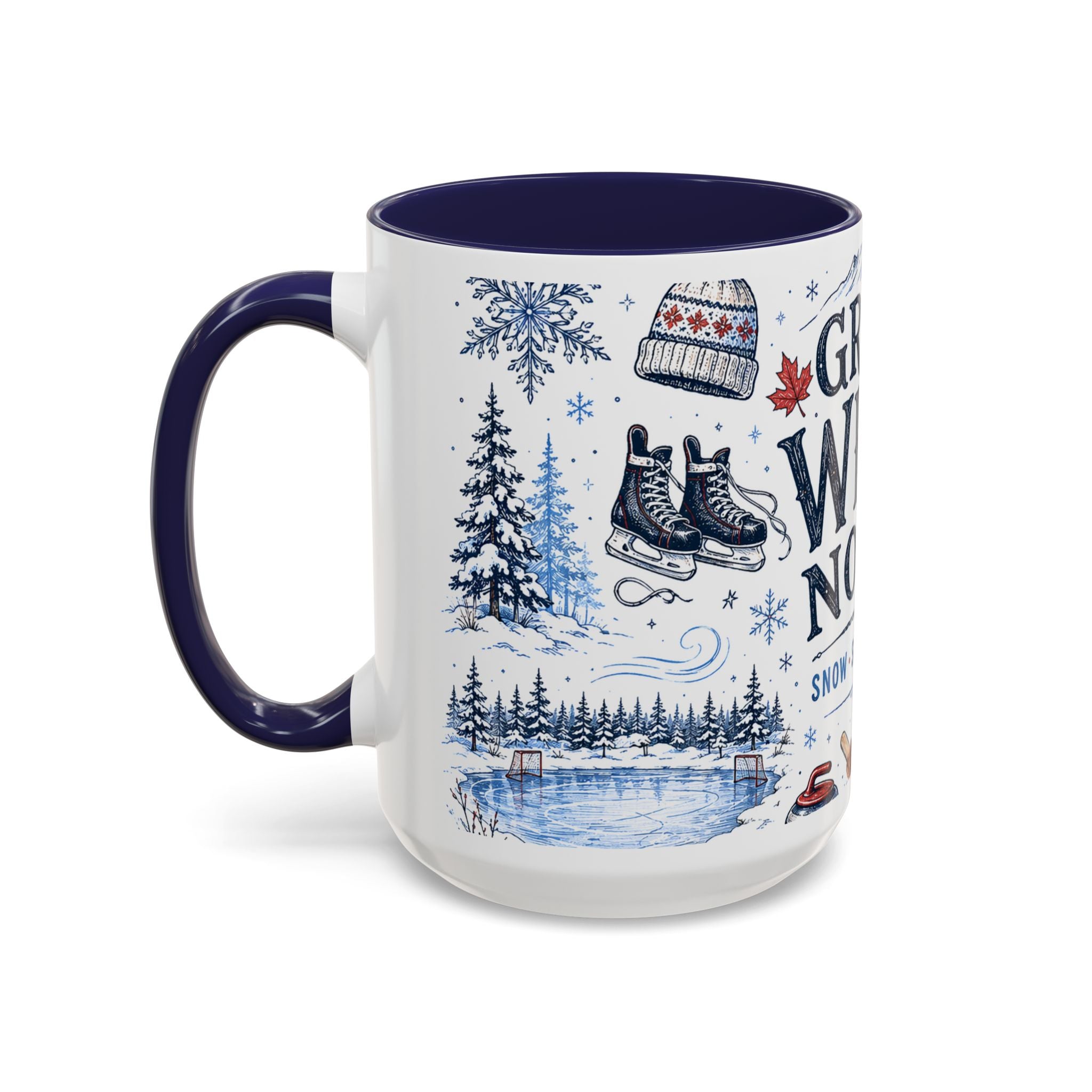 Great White North Coffee Mug | Canadian Pride Gift | Accent Color Ceramic 11oz 15oz