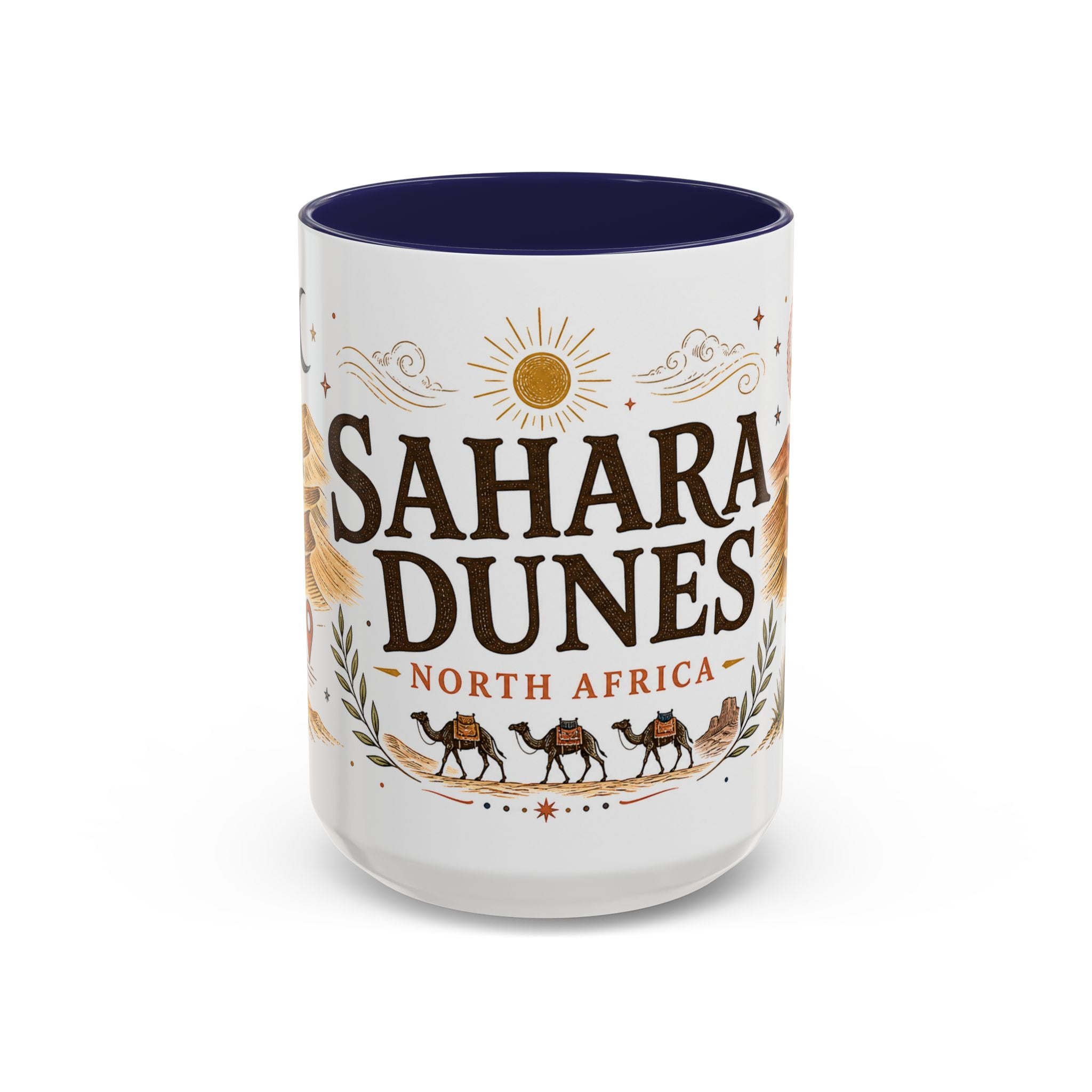 Sahara Dunes Coffee Mug | Travel Destination Souvenir Gift | Accent Color Ceramic 11oz 15oz