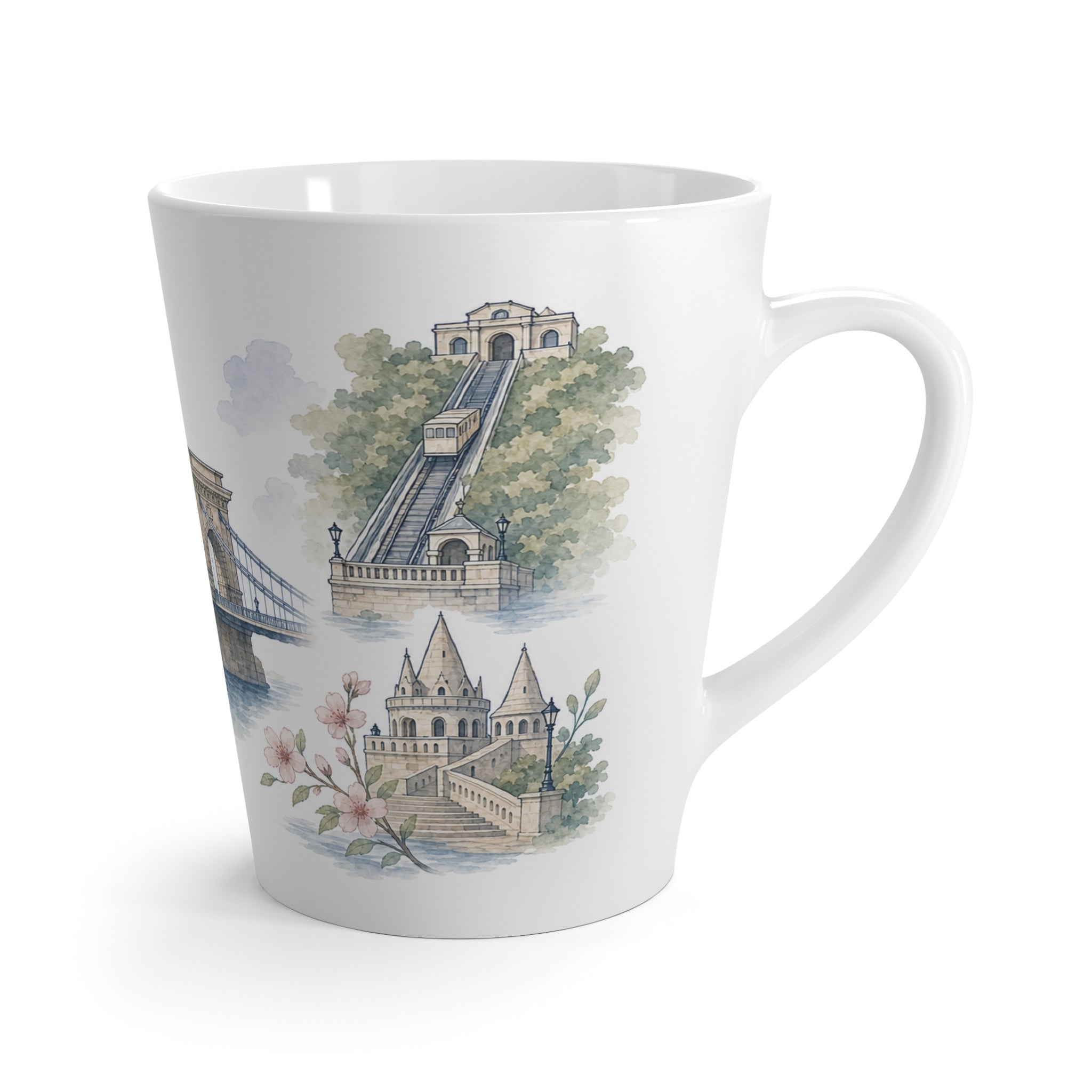 Budapest Latte Mug | Watercolor City Travel Mug | 12 oz Ceramic Souvenir Gift